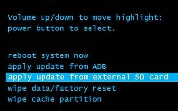 Apply update from SD card