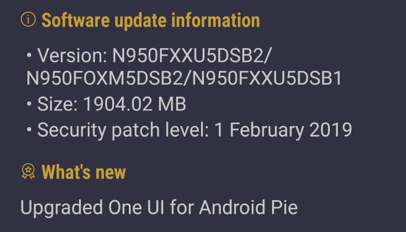 Android Pie Galaxy Note 8