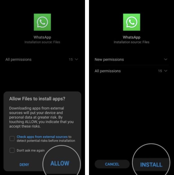 Install WhatsApp manually